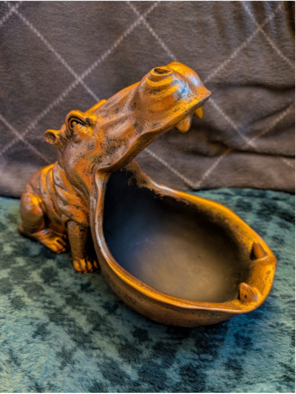 Golden House Hippopotamus Catchall Jewelry Tray Bowl for keys Ashtray Candy dish - Picture 2 of 7